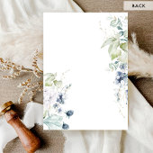 Elegant Wit en Blauw Bloemen Formele Bruiloft Kaart