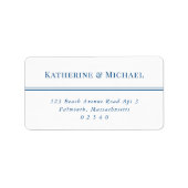 Elegant Wit en Blauw Groot RSVP-Adres Etiket (Voorkant)