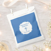 Elegant Wit en Blauw Kruis Doopsel Bedankzakje (Geknipt)