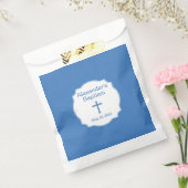 Elegant Wit en Blauw Kruis Doopsel Bedankzakje (Gezegeld)