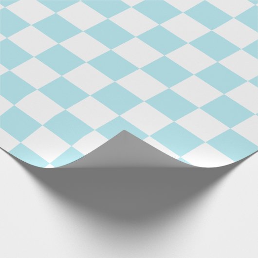 Elegant wit en blauw schaakbord cadeaupapier (Hoek)