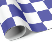 Elegant wit en blauw schaakbordschilderij cadeaupapier (Rol Hoek)