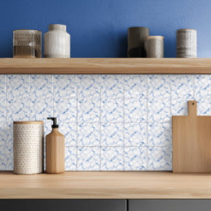 Elegant wit en blauwe marmer tegeltje