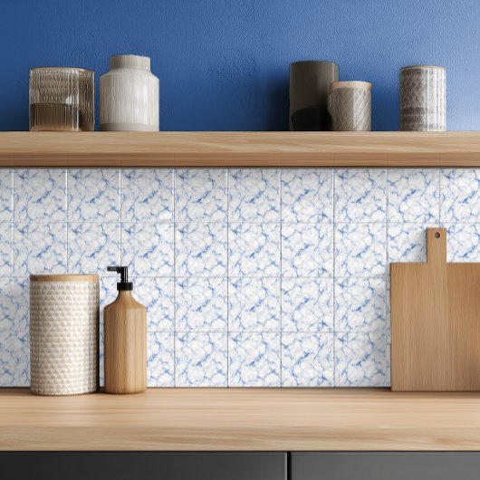 Elegant wit en blauwe marmer tegeltje