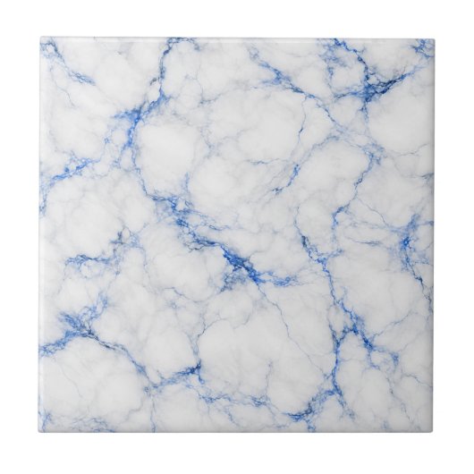 Elegant wit en blauwe marmer tegeltje (Voorkant)
