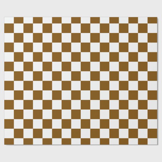 Elegant wit en bruin schaakbord cadeaupapier (Vlak)