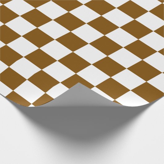 Elegant wit en bruin schaakbord cadeaupapier (Hoek)