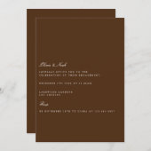 Elegant wit en bruin Verloving uitnodiging (Voorkant / Achterkant)