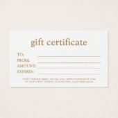 Elegant wit en bruin Zakelijk Cadeaubon Visitekaartje (Achterkant)