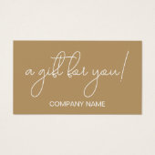 Elegant wit en bruin Zakelijk Cadeaubon Visitekaartje (Voorkant)