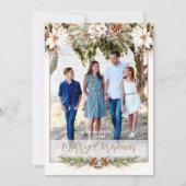 Elegant wit en crème foto kerst Kaart (Voorkant)