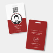 Elegant wit en diep rood personeels-ID-badge Badge (Voor- en achterkant)