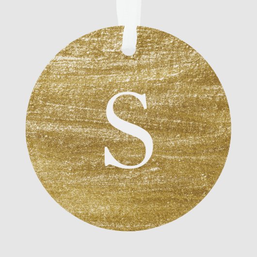 Elegant wit en faux gouden blad monogram kerst ornament (achterkant)