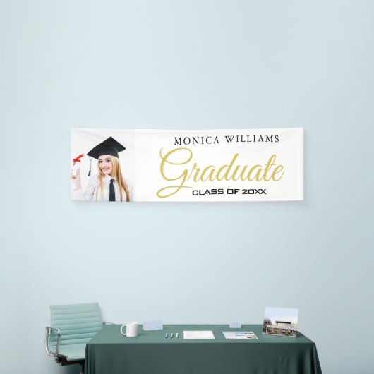 Elegant wit en goud 2021 afstuderen Photo Banner (Beurs)