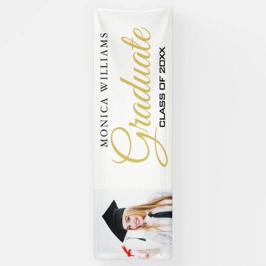Elegant wit en goud 2021 afstuderen Photo Banner (Verticaal)