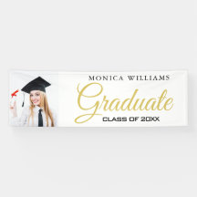 Elegant wit en goud 2021 afstuderen Photo Banner