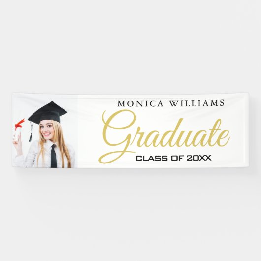 Elegant wit en goud 2021 afstuderen Photo Banner (Horizontaal)