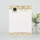 Elegant wit en goud art-deco patroon briefhoofd (Staand voorkant)