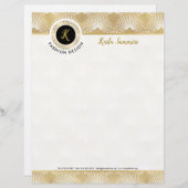Elegant wit en goud art-deco patroon briefhoofd (Voorkant / Achterkant)