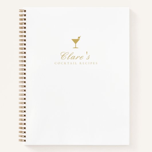 Elegant Wit en Goud Blank Cocktail Recept Boek (Voorkant)