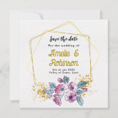 Elegant Wit en Goud Bloemendecor Modern Uniek Save The Date (Voorkant)