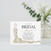 Elegant Wit en Goud Blush Gown Vrijgezellenfeest Briefkaart (Staand voorkant)