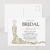 Elegant Wit en Goud Blush Gown Vrijgezellenfeest Briefkaart (Voorkant / Achterkant)