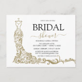 Elegant Wit en Goud Blush Gown Vrijgezellenfeest Briefkaart (Voorkant)