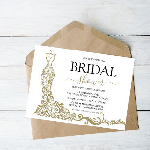 Elegant Wit en Goud Blush Gown Vrijgezellenfeest Kaart