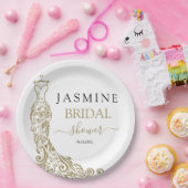 Elegant Wit en Goud Blush Gown Vrijgezellenfeest Papieren Bordje (Feest)