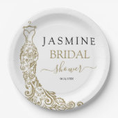 Elegant Wit en Goud Blush Gown Vrijgezellenfeest Papieren Bordje (Voorkant)