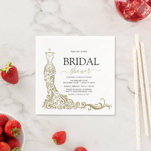 Elegant Wit en Goud Blush Gown Vrijgezellenfeest Servet (Insitu)