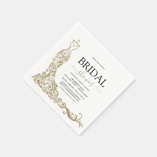 Elegant Wit en Goud Blush Gown Vrijgezellenfeest Servet (Hoek)