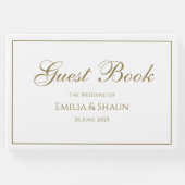 Elegant wit en goud bruiloft gastenboek (Voorkant)