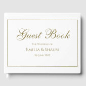 Elegant wit en goud bruiloft gastenboek (Voorkant)