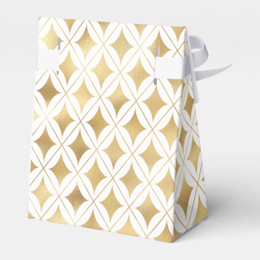 Elegant wit en goud carnaval harlekijn patroon bedankdoosjes (Achterkant)
