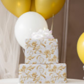 Elegant wit en goud damast cadeau cadeaupapier