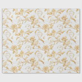 Elegant wit en goud damast cadeau cadeaupapier (Vlak)