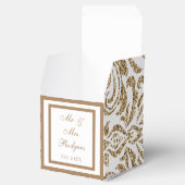 Elegant Wit en Goud Faux Glitter Bruiloft Bedankdoosjes (Geopend)