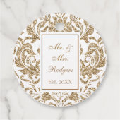 Elegant Wit en Goud Faux Glitter Bruiloft Bedankjes Labels (Achterkant)