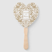 Elegant Wit en Goud Faux Glitter Bruiloft Handwaaier (Voorkant)