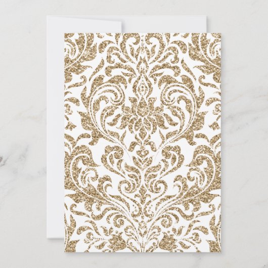 Elegant Wit en Goud Faux Glitter Bruiloft Kaart (Achterkant)