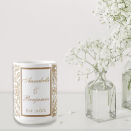 Elegant Wit en Goud Faux Glitter Bruiloft Koffiemok