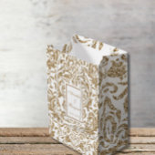 Elegant Wit en Goud Faux Glitter Bruiloft Medium Cadeauzakje