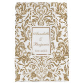 Elegant Wit en Goud Faux Glitter Bruiloft Medium Cadeauzakje (Achterkant)