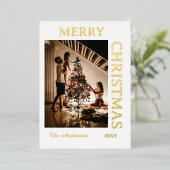 Elegant wit en goud folie feestdagenkaart (Staand Voorkant)