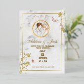 Elegant Wit en Goud Folie Uitnodiging (Staand Voorkant)