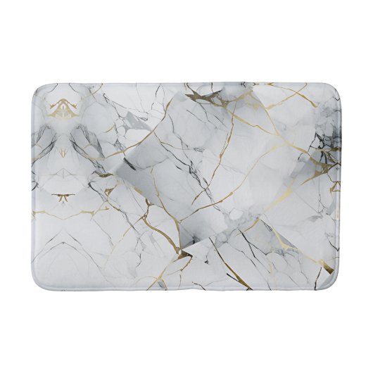 Elegant wit en goud gemarmerd badmat (Voorkant)