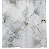 Elegant wit en goud gemarmerd douchegordijn (Voorkant)