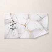 Elegant Wit en Goud Gemarmerd Monogram Bad Handdoek (Handdoek)